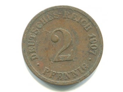 NĚMECKO. 2 Pfennig 1907/D. KM-16