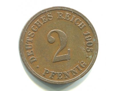NĚMECKO. 2 Pfennig 1905/D. KM-16
