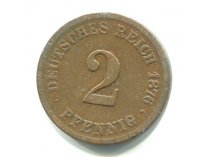 NĚMECKO. 2 Pfennig 1876/F.