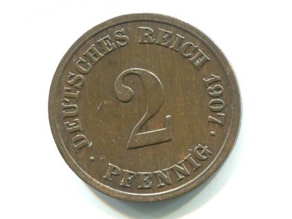 NĚMECKO. 2 Pfennig 1907/E. KM-16