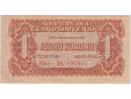 ČESKOSLOVENSKO. 1 koruna 1944. Nov. 56.