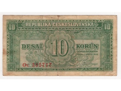 ČESKOSLOVENSKO. 10 korun 1950. Série Oc. Nov. 77b.