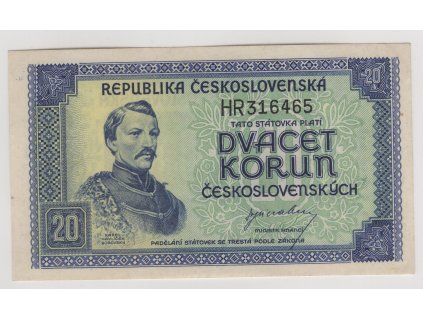 ČESKOSLOVENSKO. 20 korun (1945). Série HR. Nov. 71.