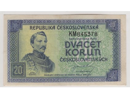 ČESKOSLOVENSKO. 20 korun (1945). Série KM. Nov. 71.