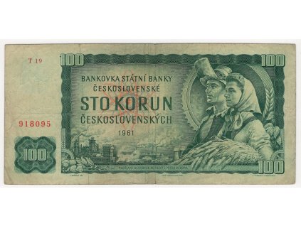ČESKOSLOVENSKO. 100 korun 1961. Série T 19. Hej. 101c2.