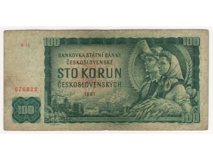 ČESKOSLOVENSKO. 100 korun 1961. Série B 16. Nov. 106a.