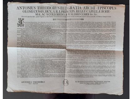 1779  Dekret Antonína olomouckého arcibiskupa Theodora Colloredo-Waldsee, týkající se visitací.