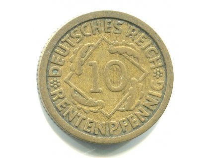 NĚMECKO. 10 Rentenpfennig 1924/A.