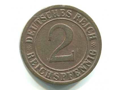 NĚMECKO. 2 Reichspfennig 1936/F.