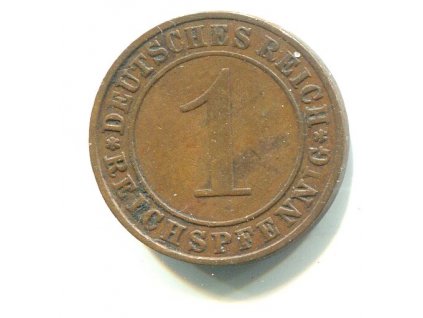 NĚMECKO. 1 Reichspfennig 1934/F.