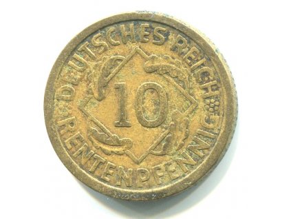 NĚMECKO. 10 Rentenpfennig 1924/A.