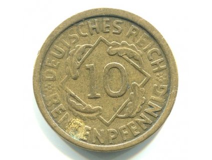 NĚMECKO. 10 Rentenpfennig 1924/G.