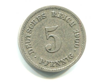 NĚMECKO. 5 Pfennig 1900/E.