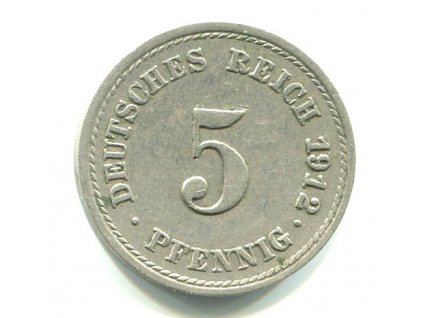 NĚMECKO. 5 Pfennig 1912/F.