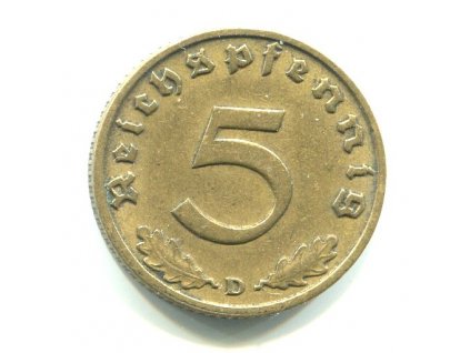 NĚMECKO. 5 Pfennig 1937/D.