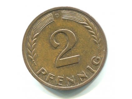 NĚMECKO. 2 Pfennig 1966/D.