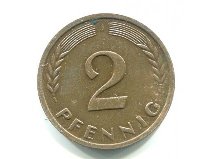 NĚMECKO. 2 Pfennig 1958/J.