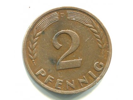 NĚMECKO. 2 Pfennig 1950/D.