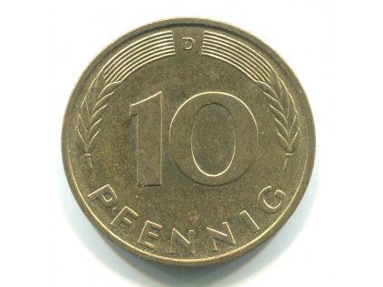 NĚMECKO. 10 Pfennig 1990/D