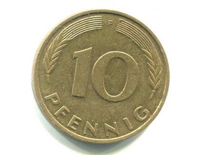 NĚMECKO. 10 Pfennig 1992/F