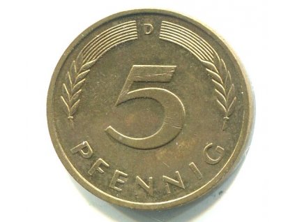 NĚMECKO. 5 Pfennig 1990/D