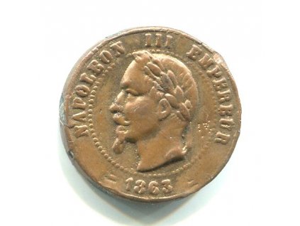 FRANCIE. Napoleon III. 10 centimes 1863. Replika.