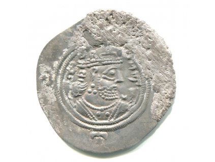 PERSIE. Chusro II. (590-628). Drachma. Mincovna LYW = Rev-Ardashir, provincie Khuzistan. Rok 38. Ag.
