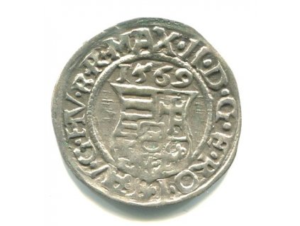 UHRY. Maxmilian II. Denár 1569/KB.