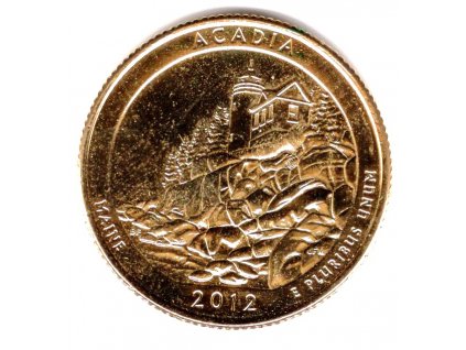 USA. 1/4 dollar 2012/D. Acadia. Pozlacený.