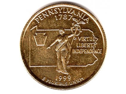 USA. 1/4 dollar 1999/D. Pennsylvania. Pozlacený.