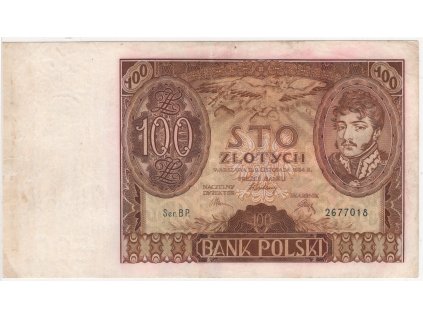 POLSKO. 100 złotych 9.11.1934. Série BP. Par. 98c.