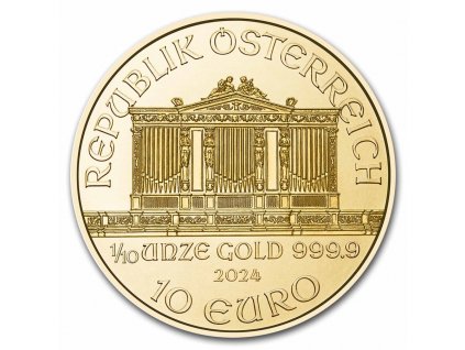 2024 austria 1 10 oz gold philharmonic bu 287634 obv