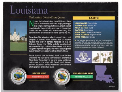 USA. 2x 1/4 dollar 2002. Louisiana. Kolorováno.