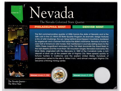 USA. 1/4 dollar 2004/P. Nevada. Kolorováno.