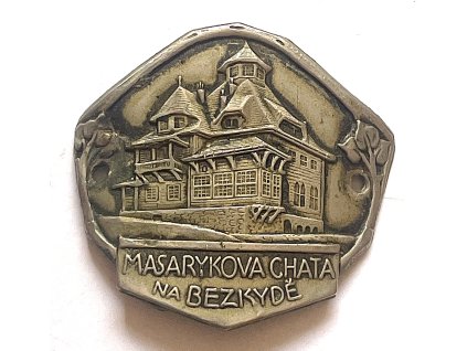 MASARYKOVA CHATA na Bezkydě. Štítek na hůl.