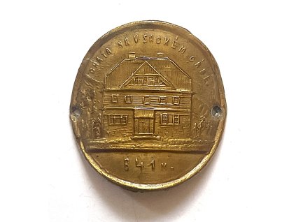 VSACKÝ CÁB. Chata. Klub čsl. turistů. Štítek na hůl.