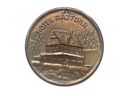 RÁZTOKA. Hotel. Štítek na hůl.