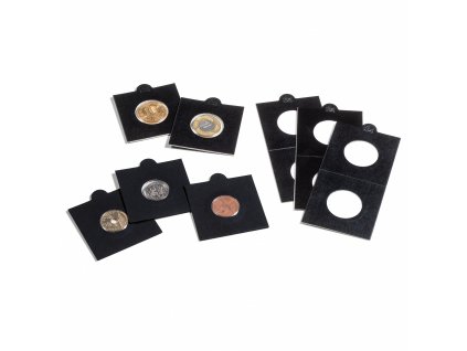 Papírové rámečky MATRIX, samolepicí, na mince do Ø 35 mm, černá - 100 kusů v balení
