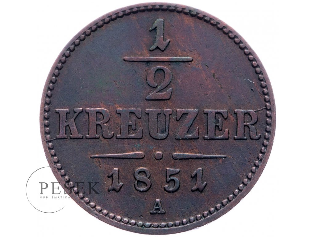 1/2 Krejcar 1851-E-1850-1