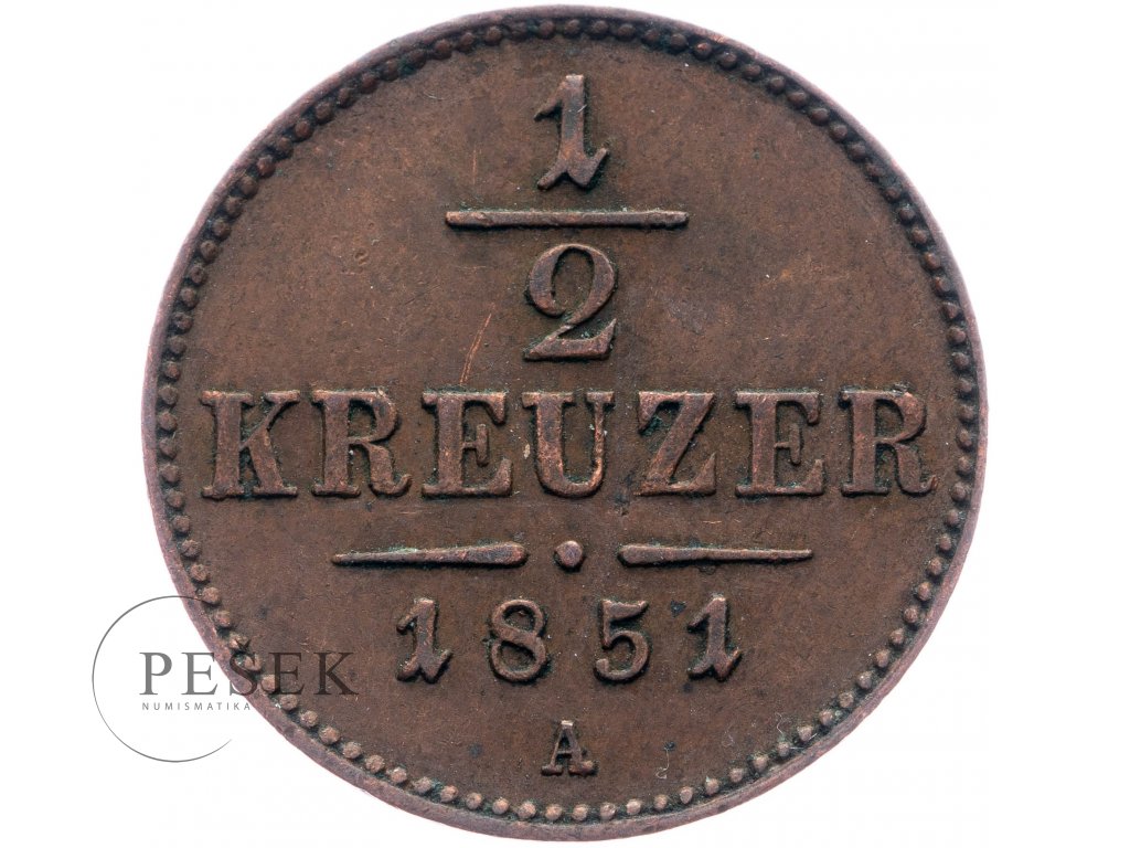 1/2 Krejcar 1851-E-1858-1