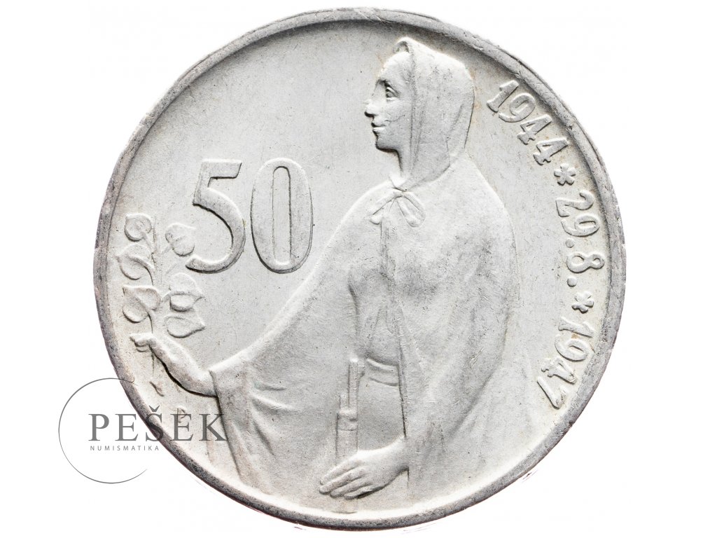 7212 50 koruna 1947 3 vyroci snp