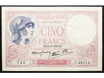 5 Francs 1939-B-16970-1