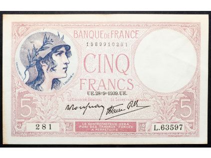 5 Francs 1939-B-16990-1