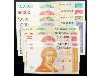 1, 5, 10, 25, 100, 1000, 10000, 50000, 100000 Dinara 1991-1993-B-20675-1