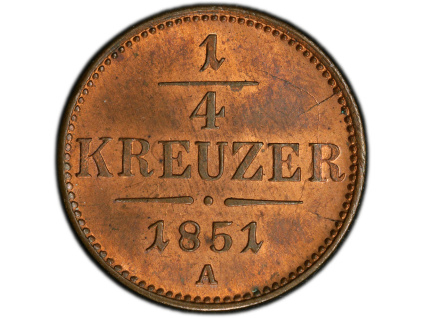1/4 Krejcar 1851-PCGS-92-1
