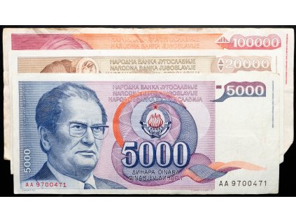 5000, 20000, 100000 Dinar 1985, 1987, 1989-B-25217-1