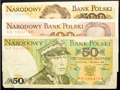 50, 100, 500 Zlotych 1988, 1986, 1982-B-25212-1