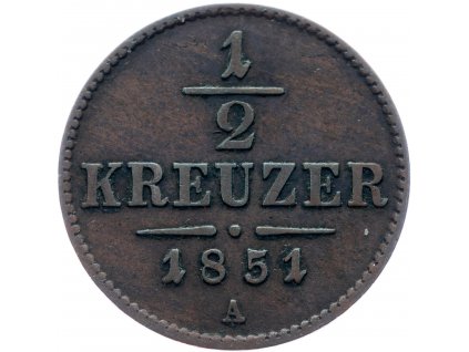 1/2 Krejcar 1851-E-1860-1