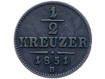 1/2 Krejcar 1851-E-1865-1