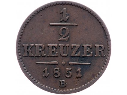1/2 Krejcar 1851-E-1866-1